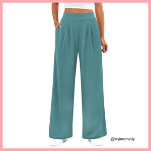 Wide Leg Palazzo Pants with Elastic High Waist and Pockets